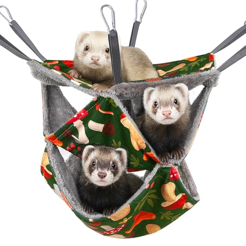 Glittme 3-Layer Ferret Hammock Soft Guinea Pig Hammock Washable R...