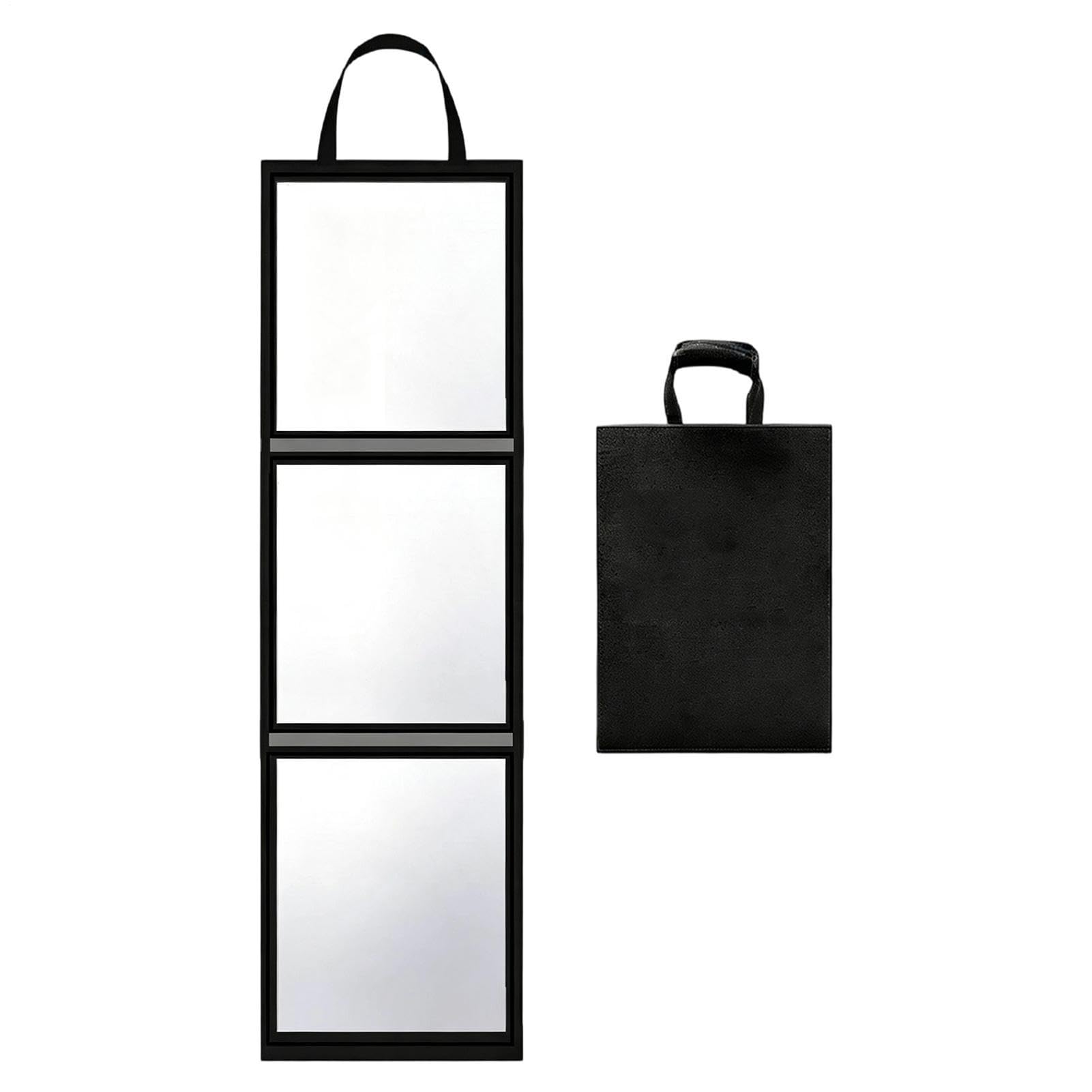 Specchio a figura 118 x 31 cm Pieghevole a Tre Ante con Maniglia e in