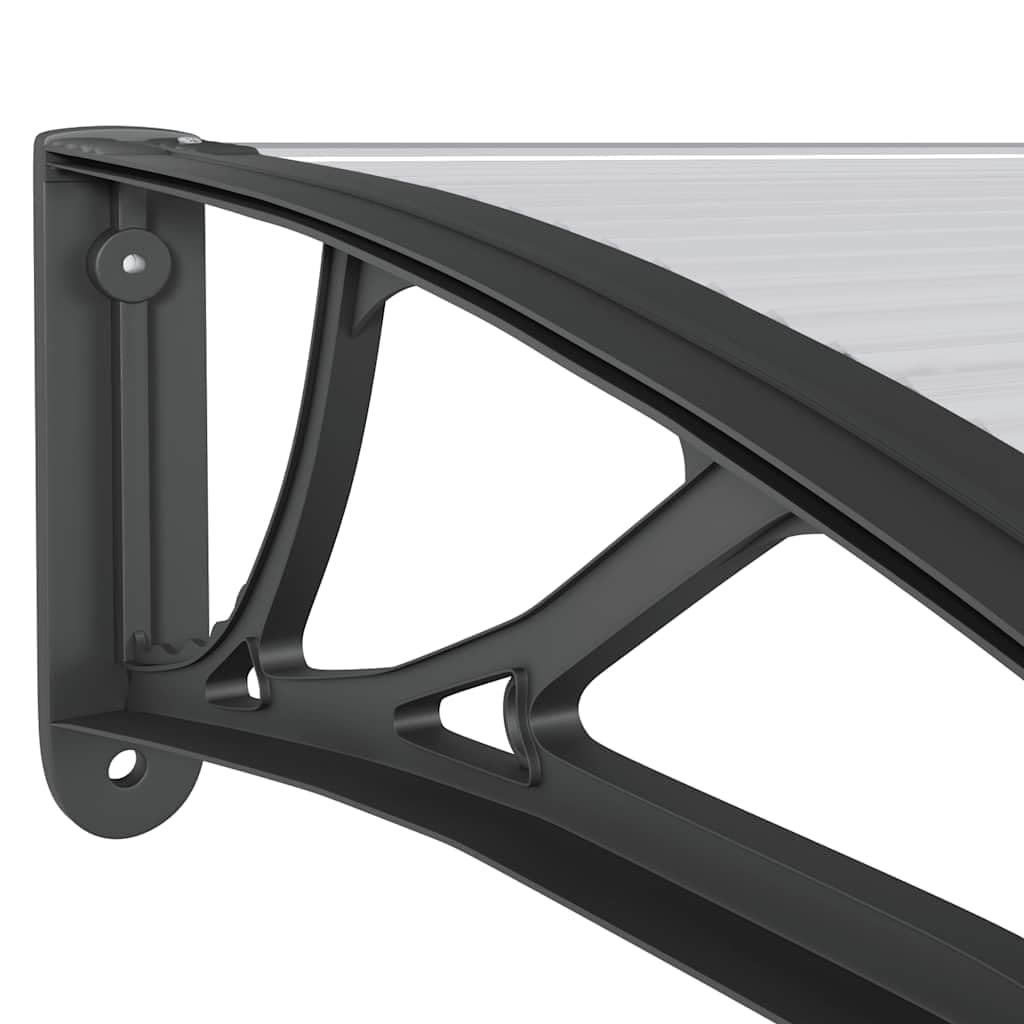 Tenda da porta Nero 300x100 cm Policarbonato | Telaio in alluminio e supporti ABS, resistente alle intemperie, kit di montaggio incluso