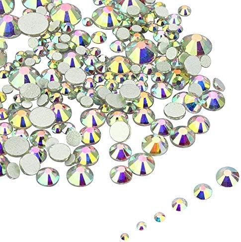 LolliBeads Resin Crystal Round Nail Art Mixed Flat Backs Acrylic Rhinestones Gems,Mix Size 1.5-5 mm, Color Siam Red (1200Pcs)