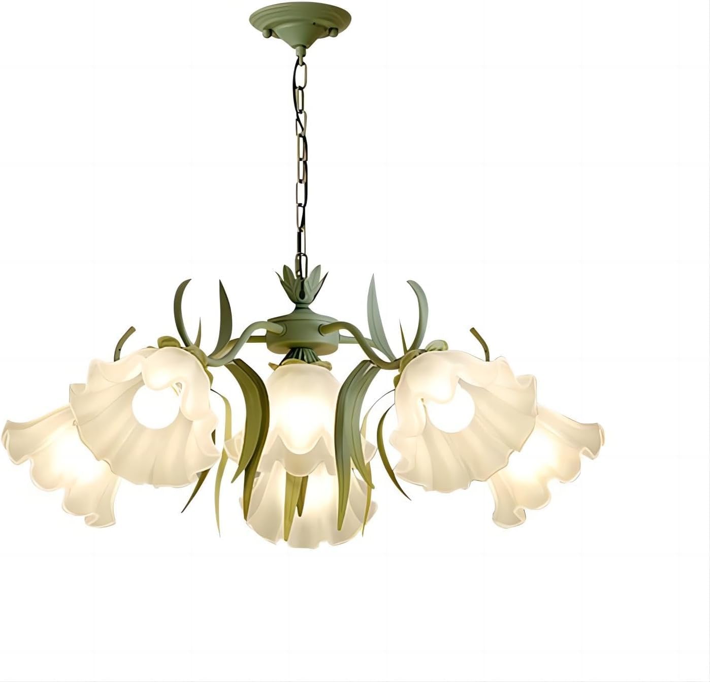 HTsilphelene Chandeliers Ceiling Light,Flower Ceiling Pendant Light,Metal and Acrylic Hanging Light, Modern Pendant Lamp, Hanging Light Fixture for Living Room, Bedroom Girls Room (Green)