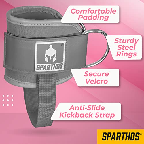 Sparthos Kickback Ankle Straps For Cable Machines - Ankle Cuff Attachment - For Working Out At Gym Machine, Weight Cables - Glute Workout Exercise Ankle Strap Accessories - (Gray, Pack Of 2) #TOP5