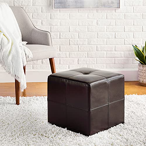 First Hill Fhw Best Faux Leather Small Ottoman Espresso Dark Brown #TOP6