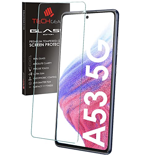 TECHGEAR GLASS Edition Compatible with Samsung Galaxy A53 5G, Tempered Glass Screen Protector Cover [2.5D Round Edge] [9H Hardness] [Crystal Clarity] [Scratch-Resistant] [No-Bubble]
