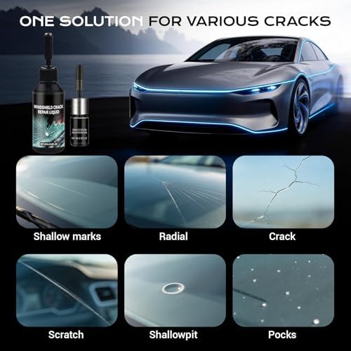 Windscreen Repair Kit, Car Windshield Crack Repair Kits, Nano Glass Repair Liquid for Cracks & Chips, Cracks Gone Glass Remover Fluid for Quick Fix Windshields, Windows, Mirrors — view 2