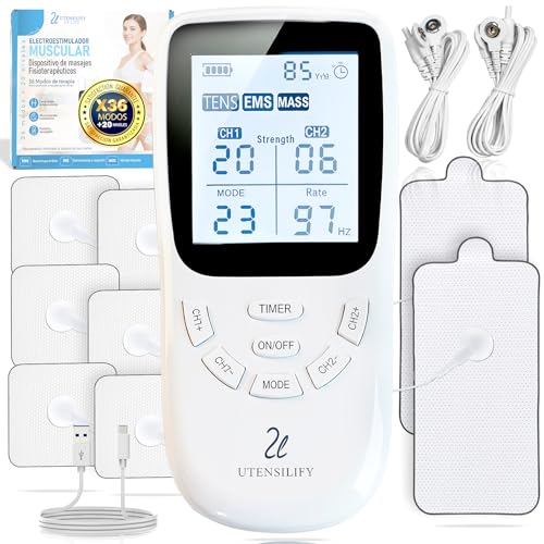 UTENSILIFY® SUPER PACK Electroestimulador Muscular 3 EN 1 PREMIUM | 6 Electrodos Para Tens + 2...