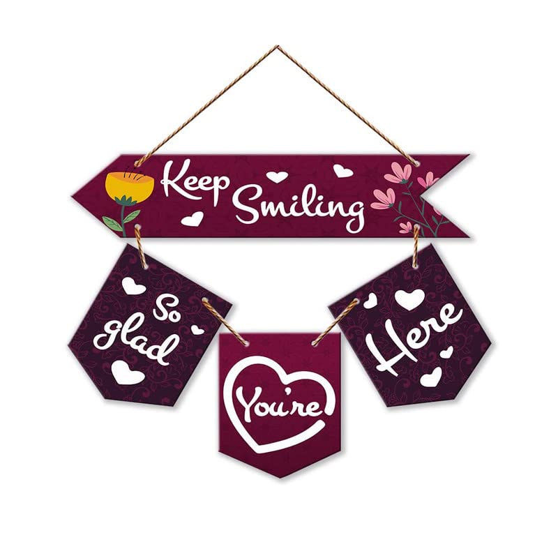 ANGEL INFINITE Keep Smiling Decorative Wall Art MDF Wooden Wall Hanger for Living Room | Gifts | Office | Wooden Home Decor Items | Motivational Quotes Decoration Item