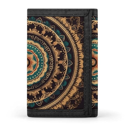 Mandala Trifold Wallet for Men Minimalist Design Slim Wallet with Money Pocket & Multiple Card Slots Stylish Durable Wallets