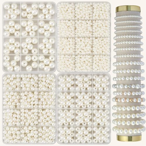 3000Pcs White Pearl Beads for Jewelry Making Pearls for Crafting with Holes