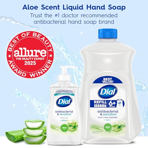 Image of Dial Antibacterial Defense Liquid Hand Soap + Aloe, Aloe Scent, 11 Fl Oz (Pack of 12), Dermatologist-Tested Hand Wash, Gentle Formula