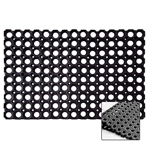 Milosc Rubber Ring Hollow Mat, Outdoor/Indoor Entrance Floor Safety Mat for Kids Playground & Garden, Anti-Fatigue, Non-Slip
