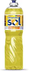 Girando Sol Detergente Lava-Louças Neutro 500Ml Detergente Líquido Para Lava-Louças Amarelo Contém Tensoativo Biodegradável Neutro Dermatologicamente Testado