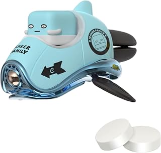 Cartoon Car Air Fresheners with LED Lights, Cute Pilot Ice Car Diffuser, Airship Rotating Automotive Air Outlet Fan, Creative Spacecraft Automotive Perfume Decoration
