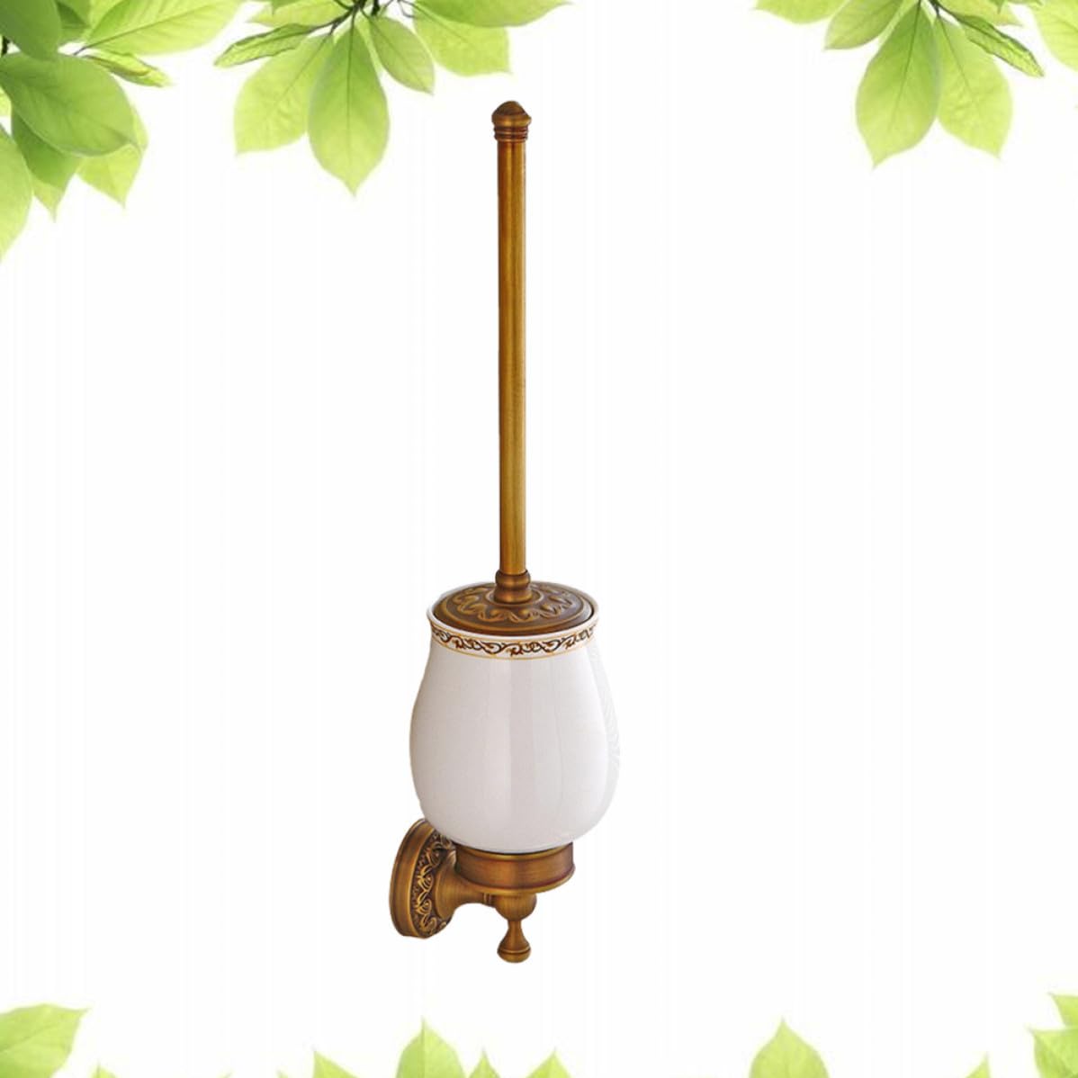 Set Spazzolone Bagno in Rame Vintage Supporto da Parete Kit Accessori Bagno Compatto Che Non Graffia e Ufficio