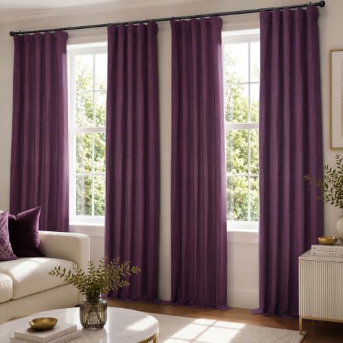 Image of HPD Half Price Drapes - Faux Linen Curtains for Living Room (1 Panel) - 50W X 108L - Textured Room Darkening Curtains for Bedroom 108 Inches Long - Drapes for Home Decor, Mulberry