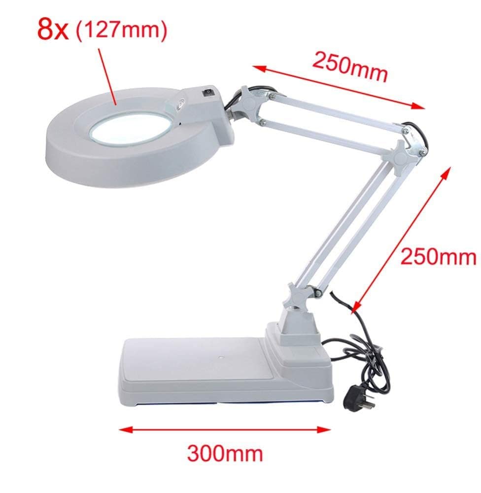 Lupy, 3X/5X/8X/10X Duża lupa z podświetleniem LED ze stojakiem, składana konstrukcja z lampką LED, szkło powiększające ze światłem i oświetleniem do czytania, rękodzieło, hobby/8* Comfortable