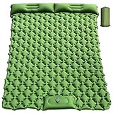 Double Camping Sleeping Pad, Foot Press Self Inflating Sleeping Pad Camp Mat with Pillow Ultralight Air Mattress Waterproof Durable for Tents Camping Hiking Backpacking Trek Car Truck Travel Beach