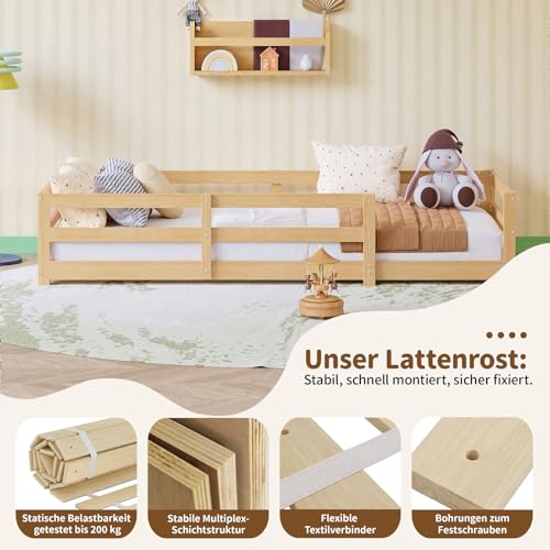 Cama infantil con borde de seguridad Montessori para evitar caídas 5
