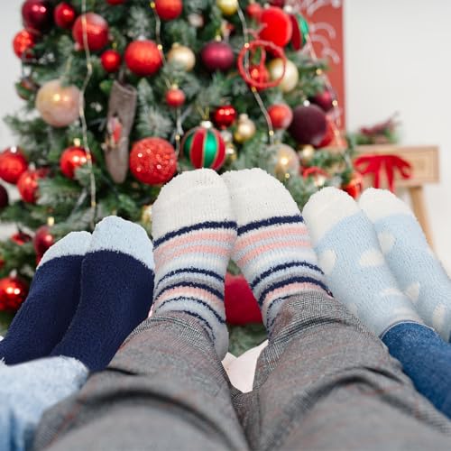 Image of Foaincore 10 Pairs Fuzzy Socks for Women Cozy Fluffy Warm Soft Slipper Socks Thick Winter Gifts for Adult Gifts