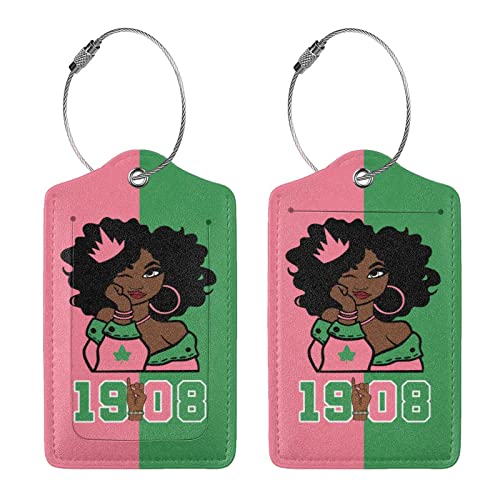 2 Pack Luggage Tags for Travel PU Leather Luggage Tag Accessories Sorority Paraphernalia3