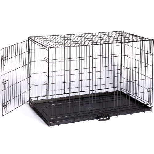 Image of Prevue Pet Products Home On-The-Go Single Door Dog Crate - Extra Large Collapsible Dog Cage for Travel, Indoor, and Outdoor Use, Foldable Kennel Design, Deep Plastic Pan - XL, Black