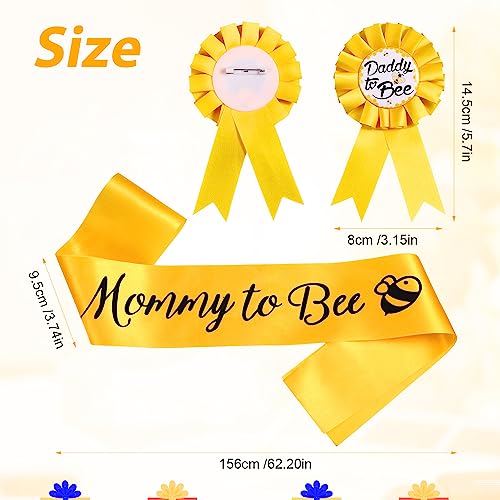 Mommy to be Sash and Daddy to Bee Tinplate Badge with Cute Bee Pattern, Yellow Baby Shower Decorations Mom to be Sash Gender Reveal Party for Boys and Girls Pregnancy Props Keepsake - Image 3