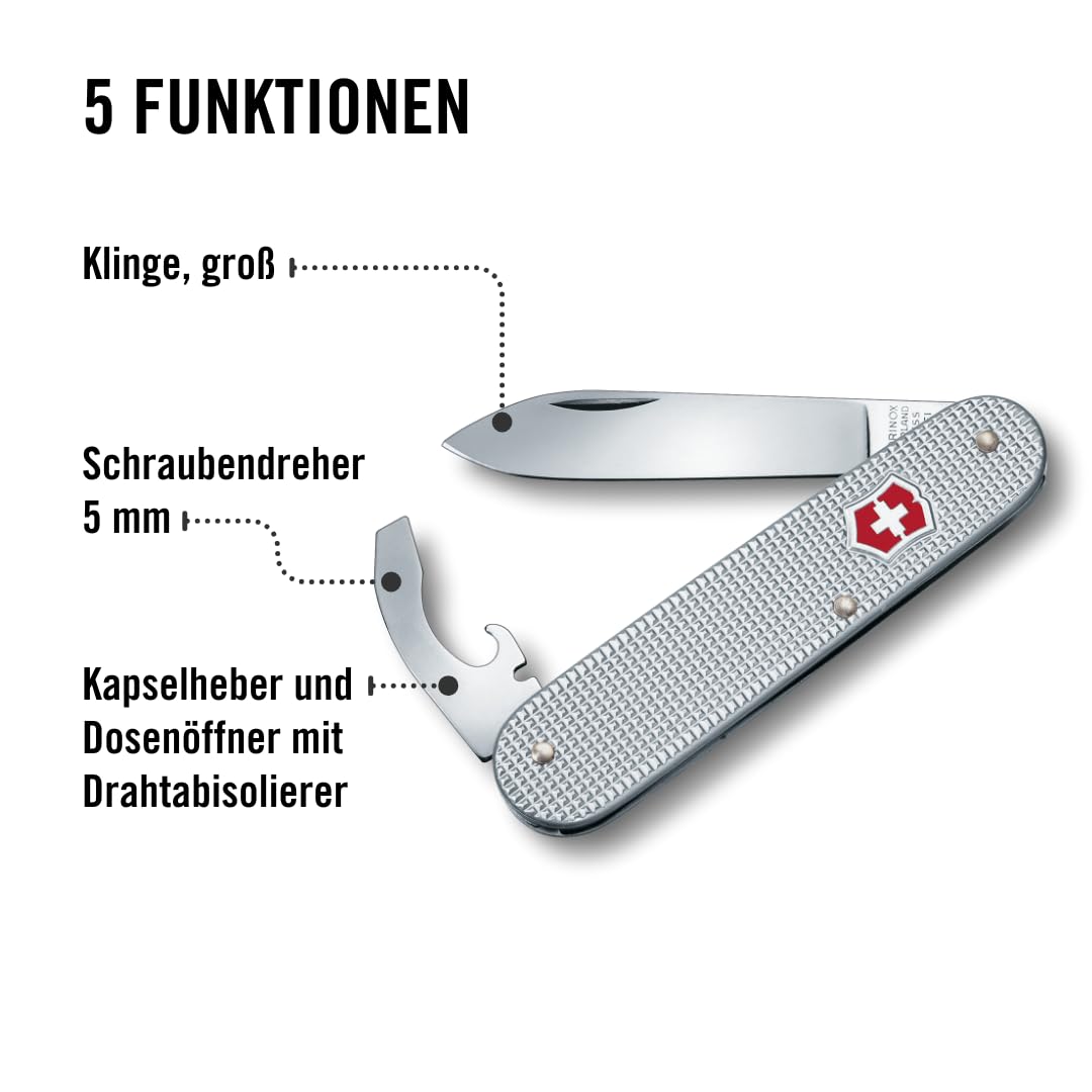 Victorinox Taschenmesser Bantam, Klein, 5 Funktionen, Swiss Made, Multitool mit Klinge, Dosenöffner, Schraubendreher, Silber | swiss army knife | small swiss army knife | small pocket knife for men | everyday carry