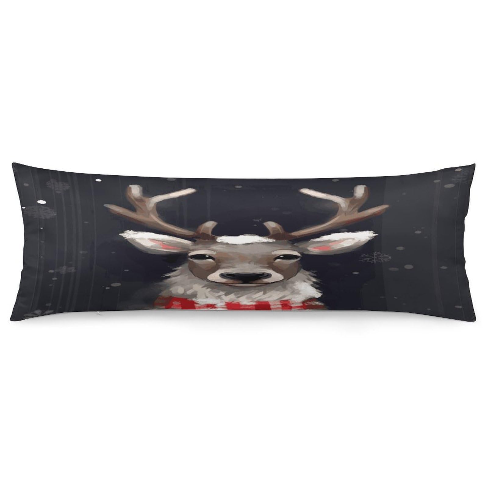 Reindeer Throw Pillow Covers with Silent Zipper Polyester Pillow Protectors Removable Pillow Cases Soft Pillowcase Cozy Pillow Sham Cushion Cover for Sofa Car Bed 20"x54"