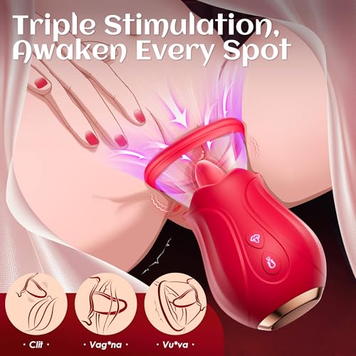 Vibrator Sex Toys Adult Toys - Rose Toy Sex Toy for Women AI Sync 7 Suctions, 360° Rotation Vibrators with 10 Tongue Licking & Vibrating for Clitoral Nipple, Removable Cup Couples Sex Toys - Image 4