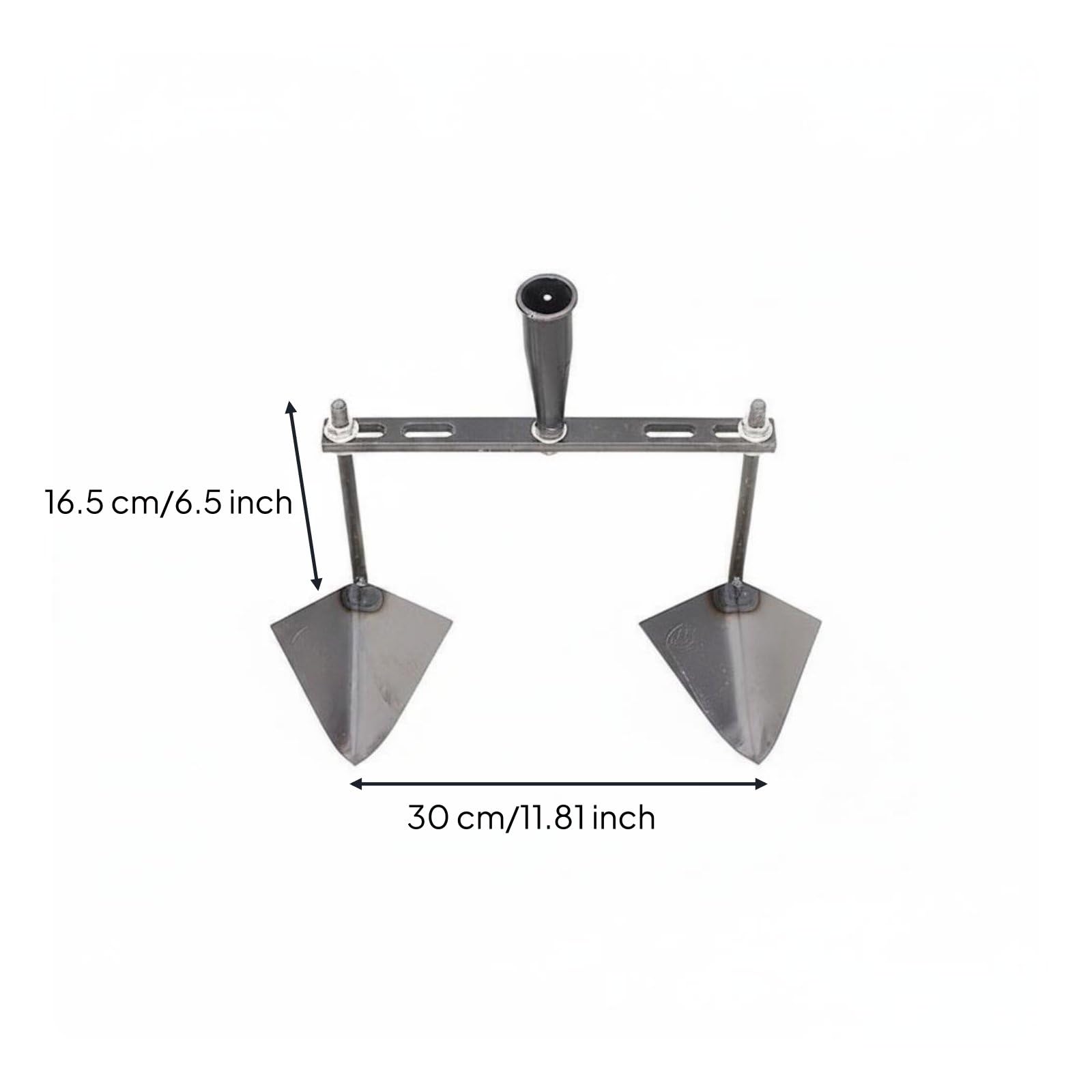 Houe Agricole Outil Manuel de Tranchée Houe Sarcleuse Cultivateur Réglable en Acier au Manganèse à Dents Triangulaires pour Préparation de, 30CM 2 Heads