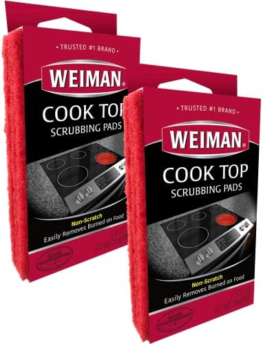 Weiman Cook Top Scrubbing Pads, 3 Count, 2 Pack Cuts Through the Toughest Stains - Scrubbing Pads Carefully Wipe Away Residue
