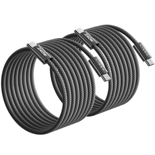 Image of LISEN USB C to USB C Cable, 240W PS /2 Charging Cable [10FT, 2 Pack] Type C Charger Fast Charging USBC to USBC Cable for iPhone 17 16 15 Pro Max iPad MacBook Neo Air Pro,Black