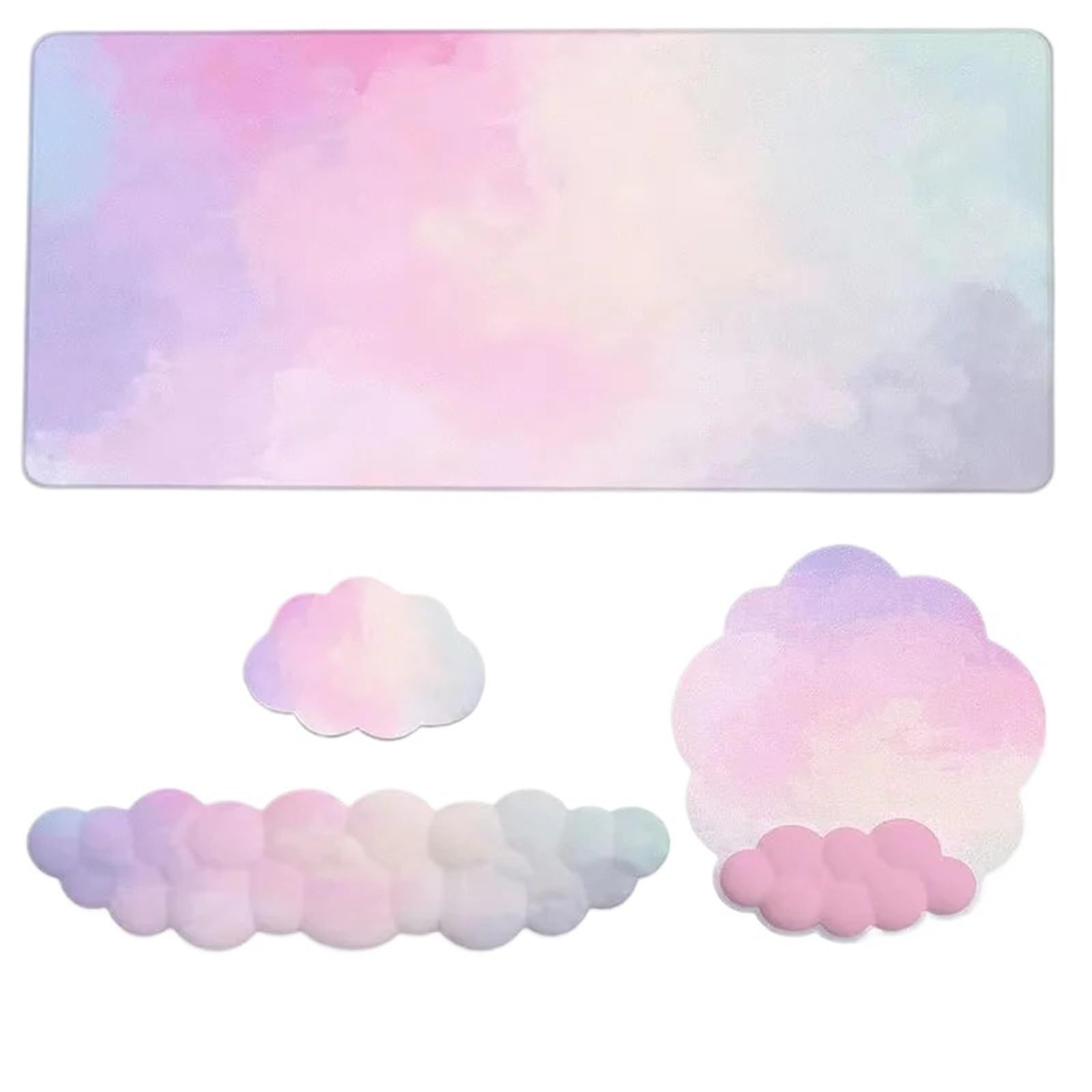 Tappetino Mouse Con Poggiapolsi Set poggiapolsi in memory foam Cloud | Supporto for tastiera e mouse, laptop antiscivolo for casa e ufficio(3 in 1 set7)
