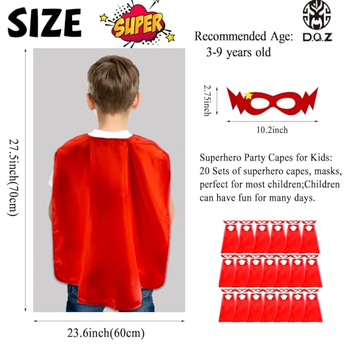Image of D.Q.Z Superhero-Capes for Kids 20 Sets Children-Superhero Capes and Masks for Super Hero Toys Birthday Party Dress Up Costume