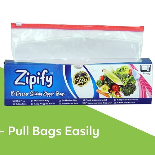 Image of Zipify Zip Lock Bag, Slider Bag | Pack of 20-2 to 3 Kg Capacity | Ziplock Pouch, MultiPurpose Storage, Zip Lock Bag For Fridge, Travel Packing, Reusable and Reclosable, Leak- Proof, Food Grade