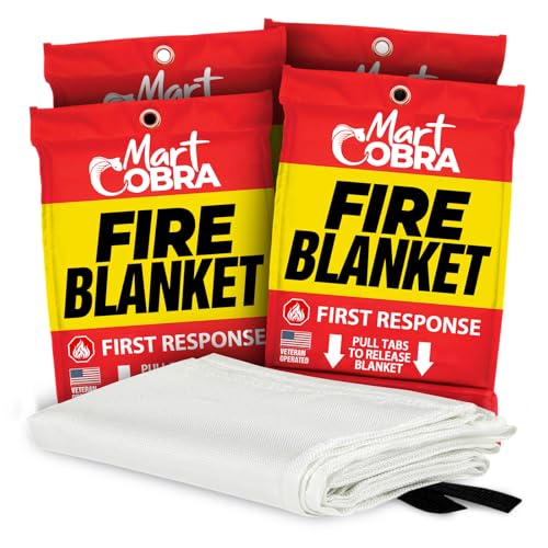 Mart Cobra Emergency Fire Blanket for Home & Kitchen 4-Pack Safety