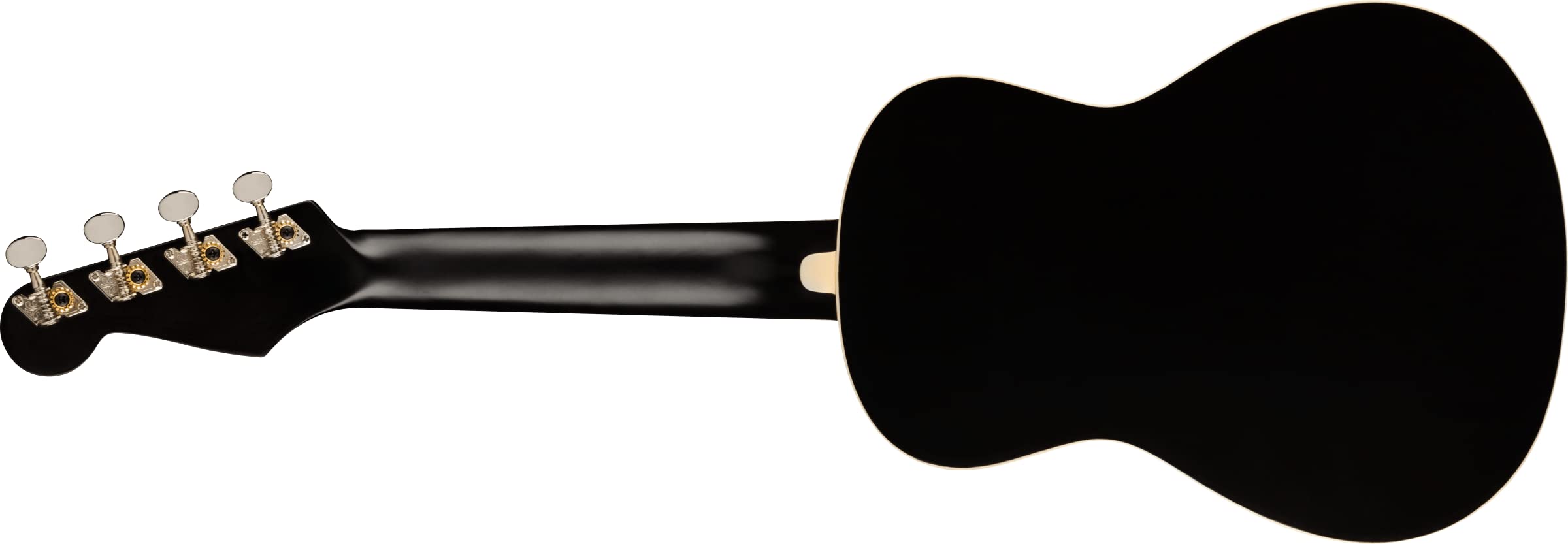Fender Avalon Tenor-Ukulele für Erwachsene und Kinder, Eschenholz-Konstruktion, Walnuss-Griffbrett, Klassischer Fender Stratocaster Kopf, in Schwarz