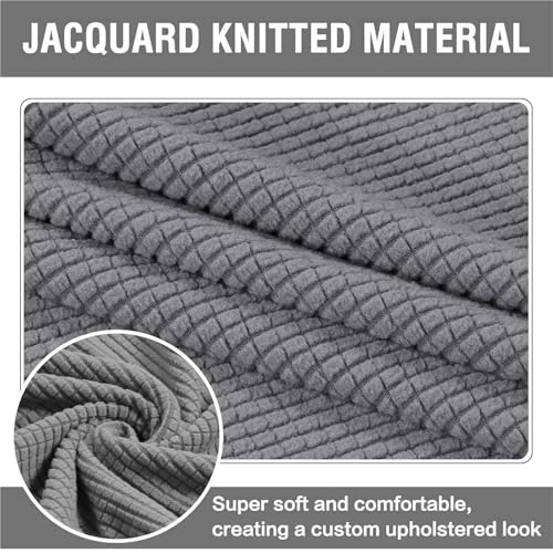 Jacquard Ottoman Covers Slipcover for Footstool Pouffe Foot Stool Stretch Fit Square Rectangle Round Small Large Bar Footrest Protector Cover with Elastic Bottom Washable Customizable(Light Grey,40x50 - Cosy Home Interiors Jacquard Ottoman Covers Slipcover for Footstool Pouffe Foot Stool Stretch Fit Square Rectangle Round Small Large Bar Footrest Protector Cover with Elastic Bottom Washable Customizable(Light Grey,40x50 - Image 3