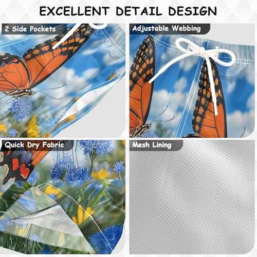 DOMIKING Orange Monarch Butterfly Toddler Boys' Swim Trunks Mesh Lining Swim Shorts for Boys Beach Pool Adjustable Waist3
