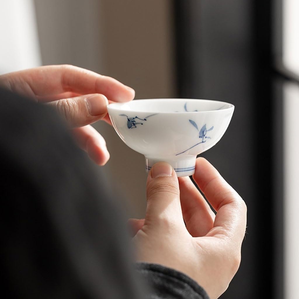 GSOUL Kungfu Tea cup Chinese Hand-painted Butterfly Orchid Tea Cup Home Office Ceramic Single Host Kung Fu Small Tea Cups