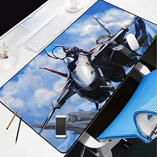 Tapis de souris grand format pour bureau gamer avec décor avion anime garçon