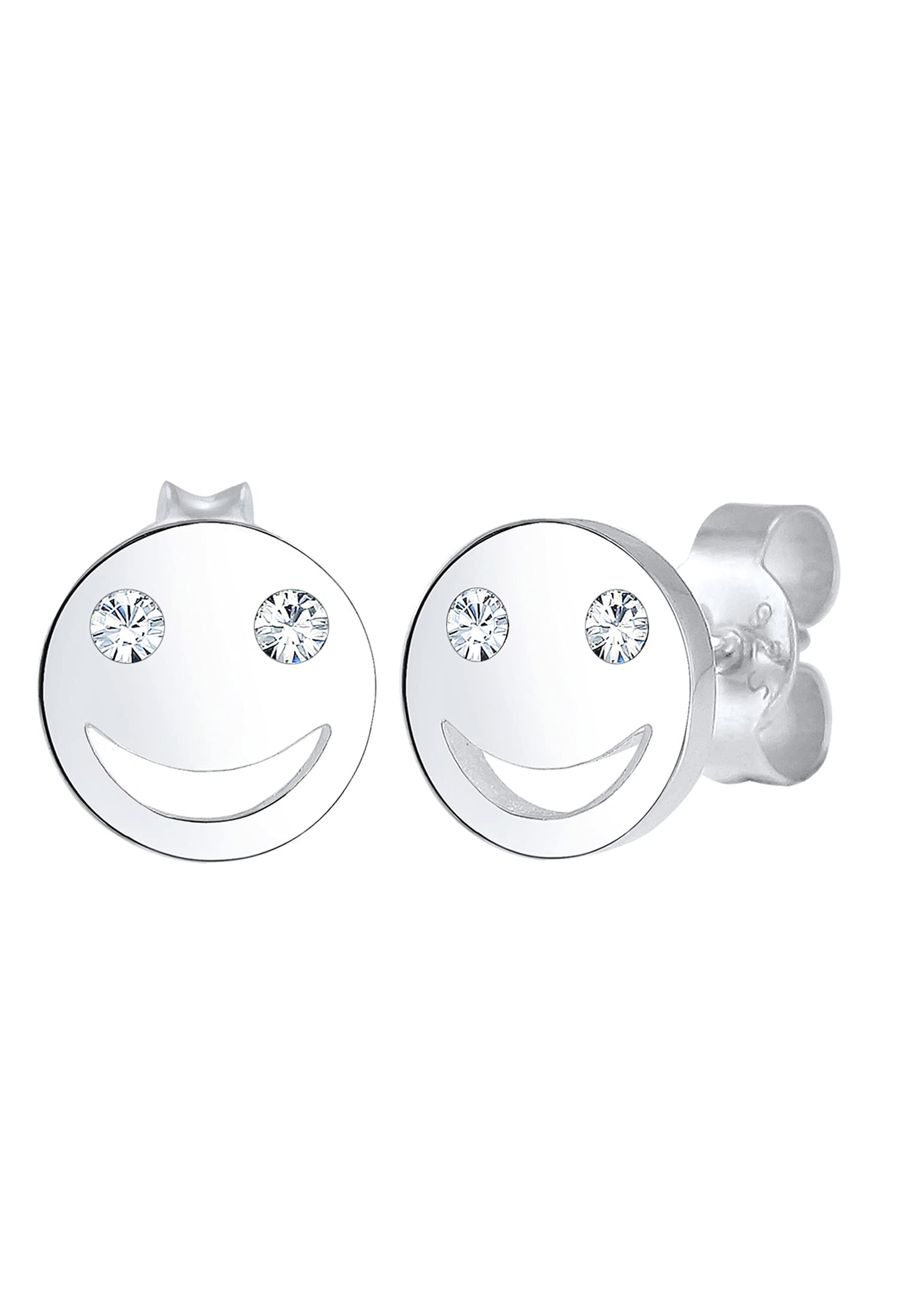 Elli Earrings Women Smile Face with Crystals in 925 Sterling Silver