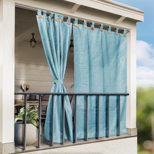 Image of HIPPO High Density Polyethylene 150 GSM Outdoor Loop Curtains Sun & UV Protection, Light-Filtering Balcony Curtain (Cool-Blue, 4.5FTX4.5FT, 1PC)