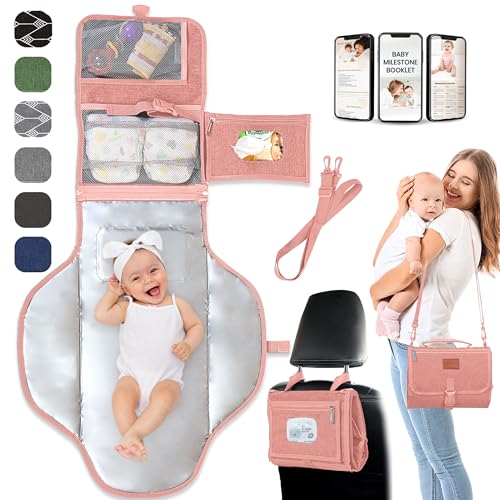 Image of Portable Changing Pad for Baby – Soft, Comfortable Portable Diaper Changing Pad with Wipes Pockets, Waterproof and Easy to Clean – Baby Shower Gifts Newborn Essentials Must Haves Baby Registry Search