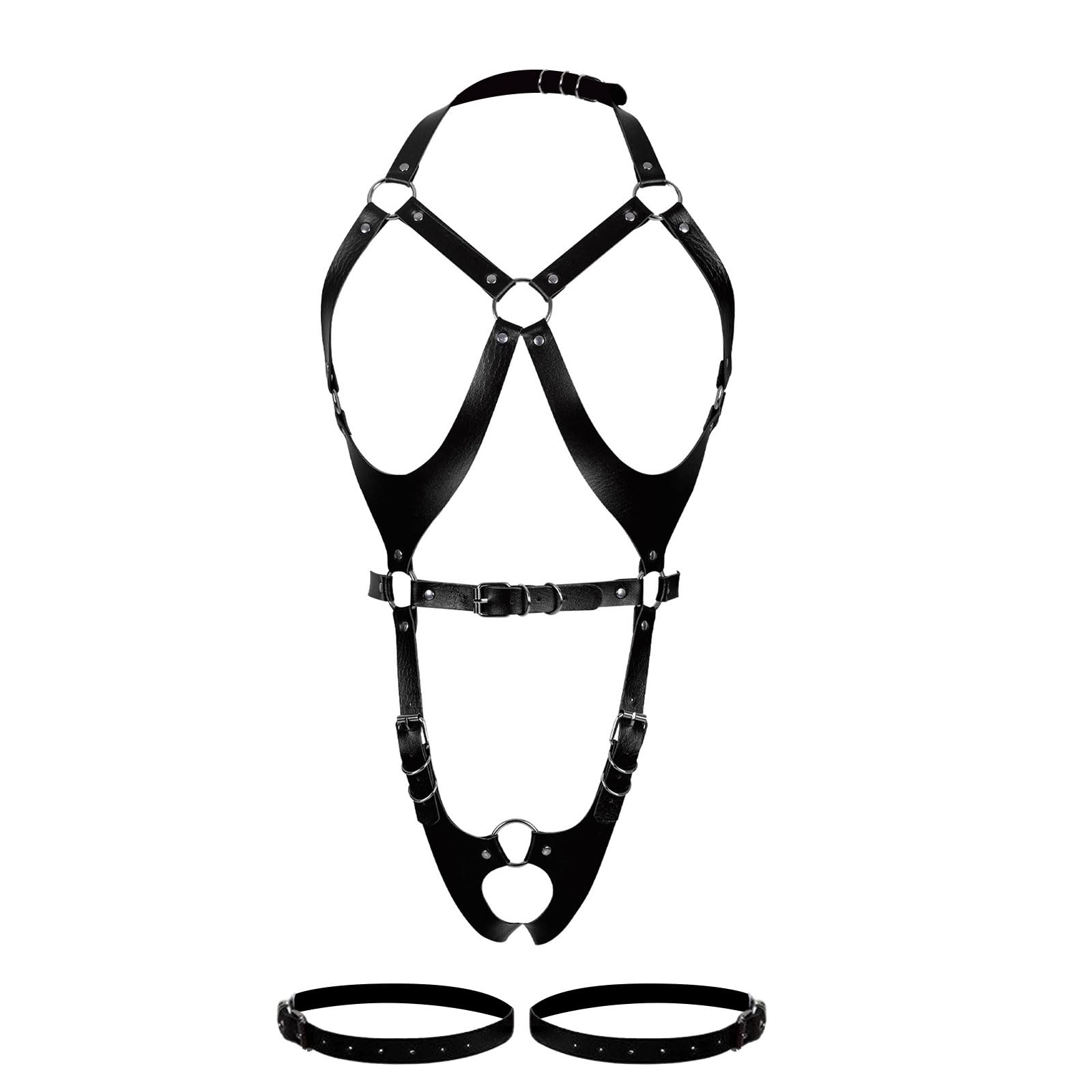Ceinture de bondage en cuir synthétique pour femme, harnais complet pour femmes, ensemble de lingerie sexy en cuir sans bretelles, porte-jarretelles, gothique, punk, porte-jarretelles