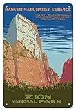 Zion National Park Great White Throne Mountain Iron Painting Metal Plate Tin Sign Vintage Retro Home House Man Cave Decor 12x8 inches