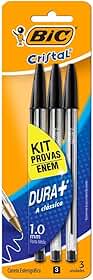 BIC 930095 Kit Enem - Caneta Esferográfica Cristal Dura Mais, A Clássica, com 3 Canetas Pretas, Ideal para o Enem