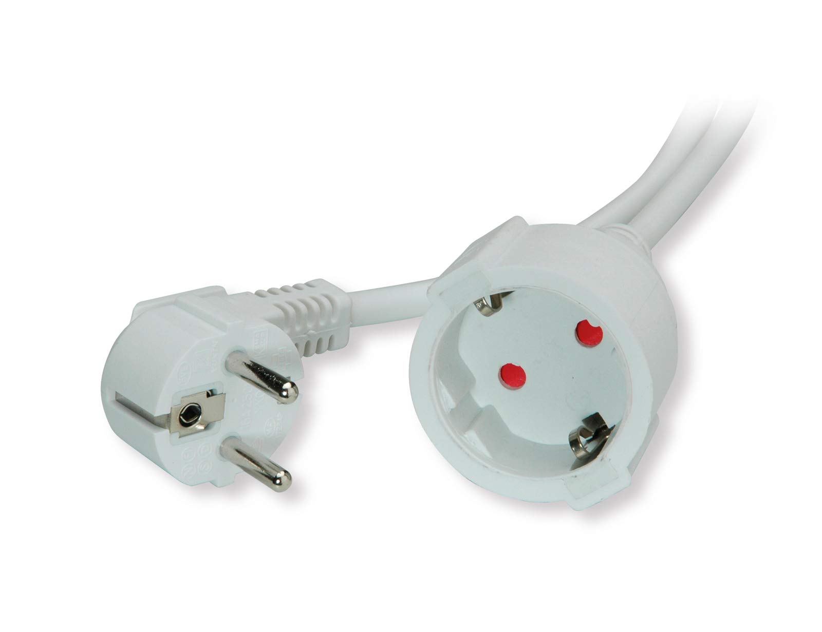 VALUE kabel przedłużający ze stykiem ochronnym | 230 V AC | kabel zasilający z wtyczką ze stykiem ochronnym i złączką | biały | 10 m