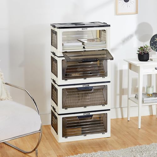 Image of Amazon Basics Plastic Wardrobe for Bedroom & Drawers Organisers, Cupboard Organizer & Wardrobe Organiser (4 Layer)