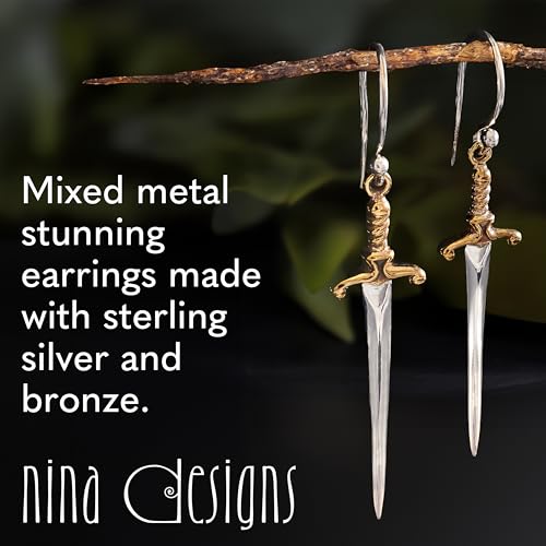 Nina Designs Sterling Silver Earrings - Dangle Earrings 925 Sterling Silver Earrings for Women, Dangle Earrings for Women, Mixed Metal Earrings2
